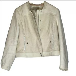 Banana Republic Women's Jacket Ivory Woven Cotton Size 14